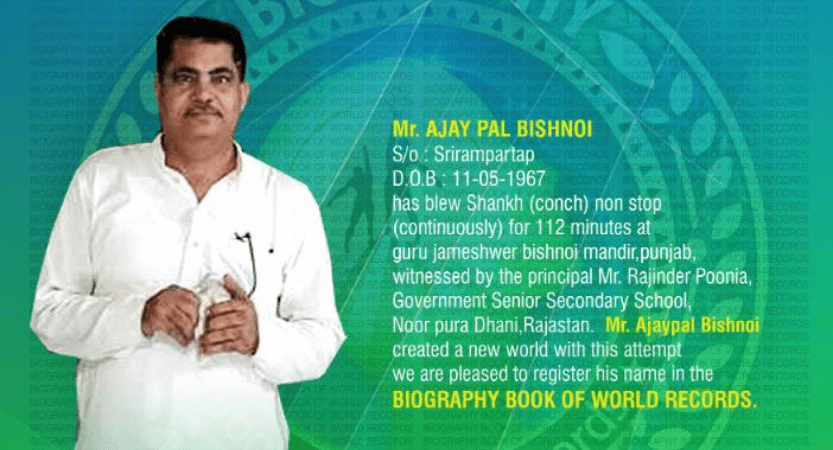Read more about the article Mr. Ajay Pal Bishnoi Got Registered in Biography Book Of World Records